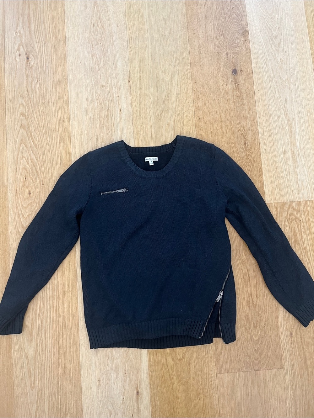 Calvin Klein Black Sweater with Zip Details